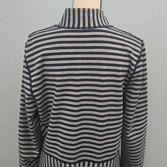 SOFT SURROUNDINGS Althea Reversible Striped Peplum Navy Gray Zip Up Jacket Sz XL - Picture 10 of 14